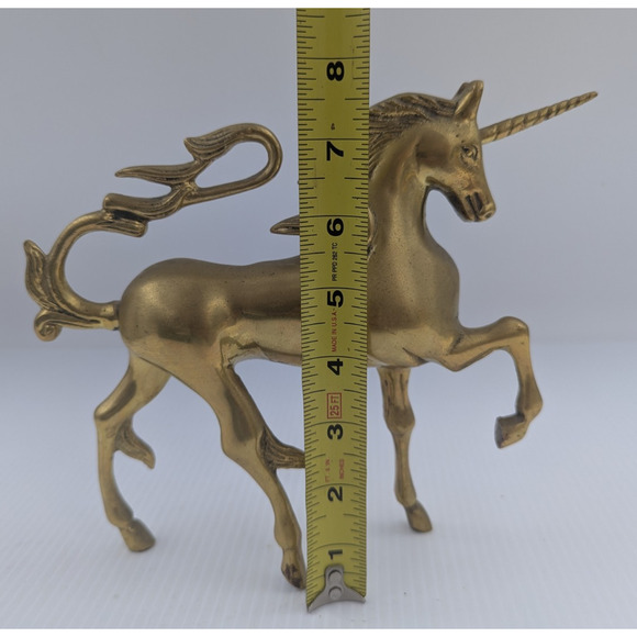Vintage Solid Brass Mythical Unicorn Figurine Statue 3+ lbs. - Picture 9 of 11